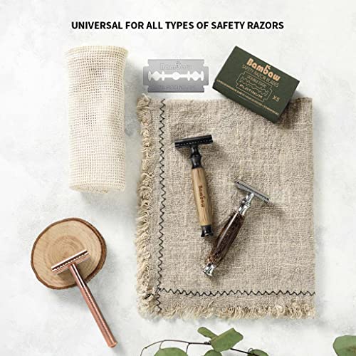 60 Blades Safety Razor Blades for Men & Women - Double Edge Platinum Stainless Steel Refills