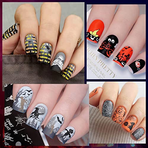 Halloween Nail Art Stamping Plates - 8PCS Fall Winter Nail Design Kit