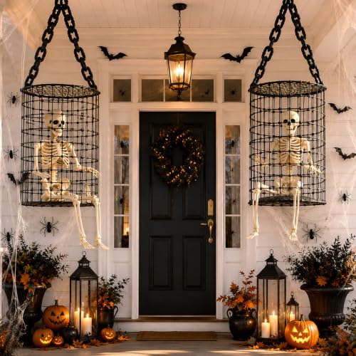 Halloween Skeleton Cage Kit - Outdoor Horror Decorations for Scary Haunted Scenes