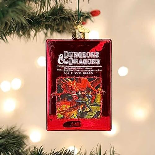 Old World Christmas Dungeons & Dragons Red Box Glass Ornament for Christmas Tree - Handcrafted Holiday D&D Decor
