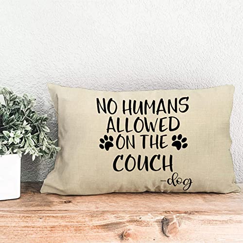 No Humans Allowed on The Couch Dog Paw Pattern Decorative Throw Pillow Cover 20x12