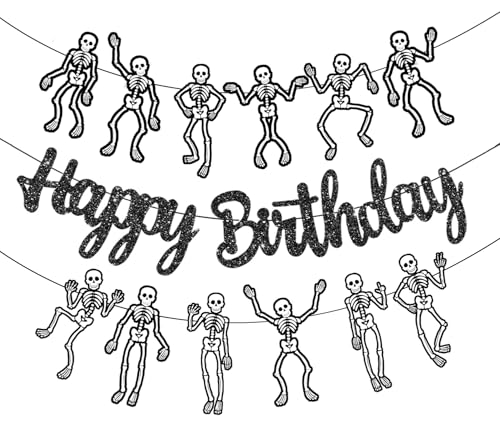Skeleton Birthday Party Banners - Halloween Skull Decorations for Spooky Celebration