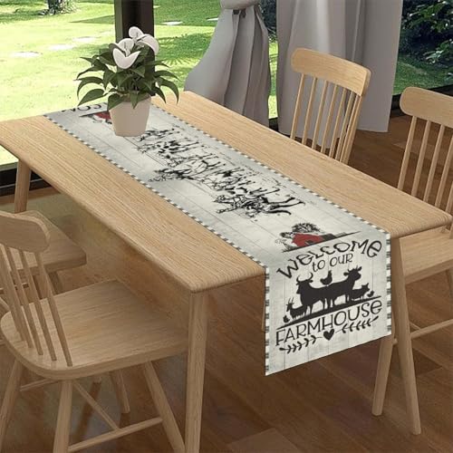 Farmhouse Cow Table Runner 13x36 Inches - Rustic Kitchen Decor - Farmhouse-3