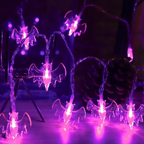 Halloween Bat LED String Lights 10ft Battery Powered Purple Decor