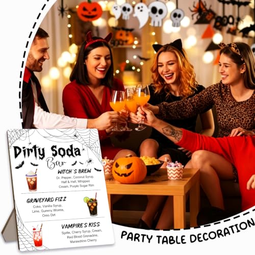 White Halloween Dirty Soda Bar Sign, Wooden Desktop Party Decor