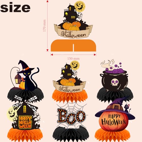 Halloween Decorations Honeycomb Centerpieces & Banner Set - 7PCS Spooky Party Supplies
