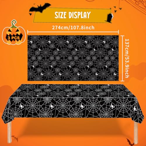 Multicolor Spiderweb Plastic Tablecloth Set - Halloween and Spooky Party Decor