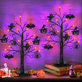 Indoor Halloween 2 Pack Black Tree with Orange & Purple LED Lights - Spooky Home Decor