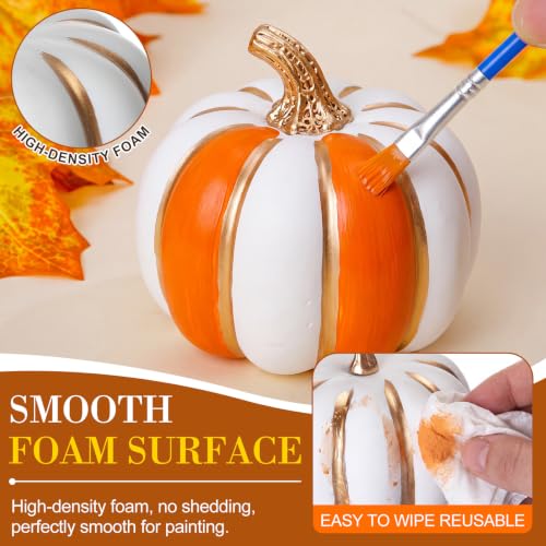 Artificial Pumpkins Fall Decor Foam 4 Inch - White & Gold, 24 Pack