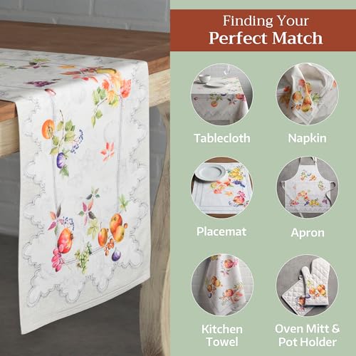 Maison d'Hermine Fruit D'Hiver Double Layer Cotton Table Runner 14.5x108 Inches