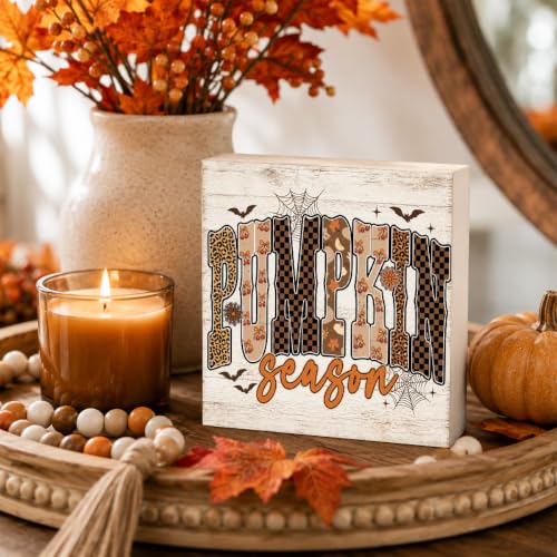 Halloween Fall Pumpkin Wood Sign FALL46 - Autumn Wall Decor for Home