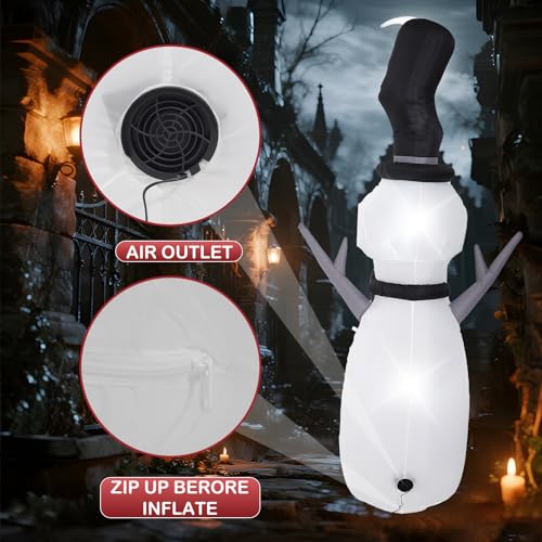 A-9FT Grey Snowman Inflatable Decoration with LED Lights - Outdoor Halloween Yard Decor