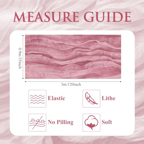Pink Cheesecloth Table Runner Set - 12 Pcs 10FT Rustic Boho Sheer Linens