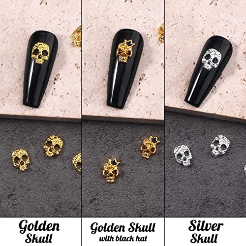 40 Pcs Punk Nail Art Skull & Spider Charms Halloween Nail Decorations - Variation C
