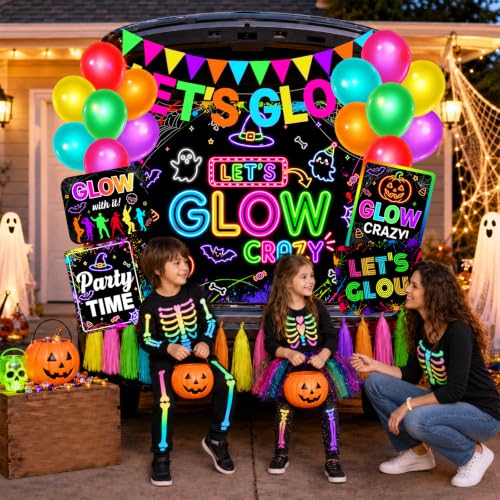 Neon Trunk or Treat Car Decorations Kit for SUV Halloween Party Outdoor