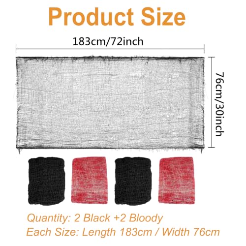 Halloween Creepy Cloth Set - Black and Bloody Gauze Spider Web Decorations