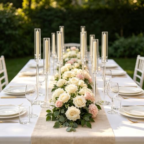 6-Piece Clear Acrylic Candle Holder Set for Weddings & Events - Variation of Clear / 6