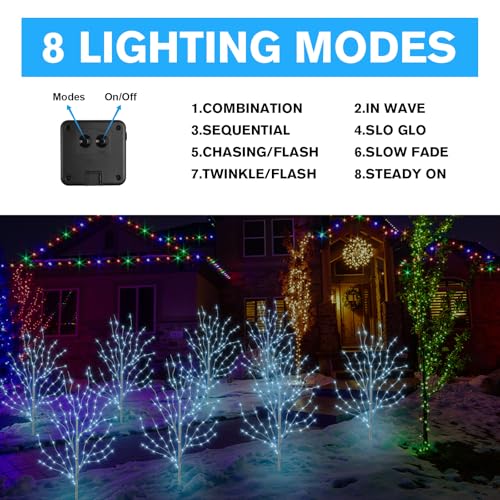 BeHiller 3FT Outdoor Birch Tree Lights - Cool White 140LED Solar Fairy Lights