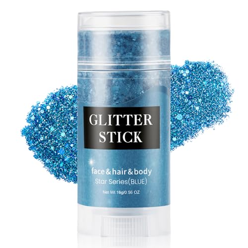 Body and Face Glitter Stick - Blue, Easy-Apply, Skin-Friendly for Makeup & Rave Looks