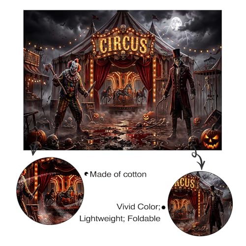 Halloween Evil Circus Backdrop Banner Haunted House Photo Booth Props 8x6ft