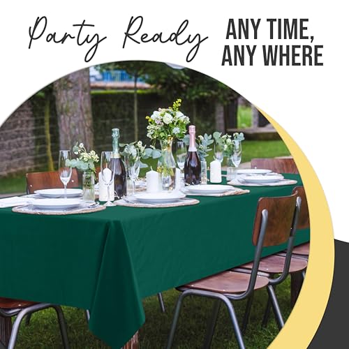 Disposable Plastic Table Cover 54x108 Inch Dark Green 66% Thicker 12 Pack