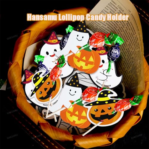 Halloween Lollipop Paper Cards - Ghost Pumpkin Design, Pack of 2, 150 Pcs