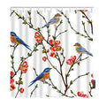 Bird Shower Curtain Waterproof Polyester Fabric 72x72 Inch with Hooks - Blue Birds on Tree