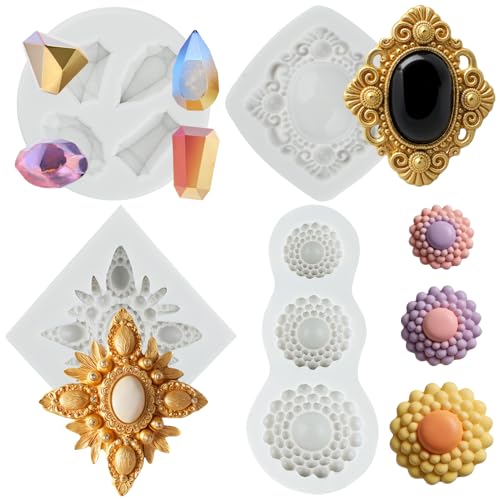Diamond & Pearl Gem Silicone Mold Set - Style B for Cake Decorating