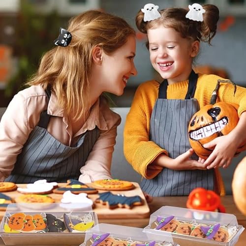 Halloween Hair Claw Clips for Women & Girls - Spooky & Cute Designs, Black - 6 Pack