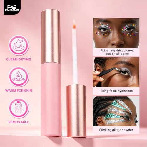 Face Glitter Rhinestones Kit with 40 Colors, Pearls & Glue for Face & Nails