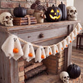 Halloween Ghost Garland - 6.6ft Indoor Mantel & Wall Decor with Wooden Beads