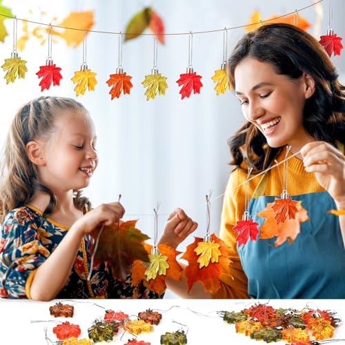 Thanksgiving Fall Maple Leaf Ornaments Set - 24 Mini Autumn Decorations