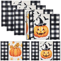 Halloween Placemats Set of 4 - Double Sided Buffalo Plaid Pumpkin Design, 12x18 Inches - Pumpkin Variation