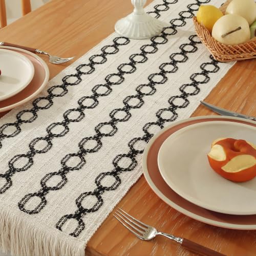 Black Boho Table Runner 12x72 Inches for Fall Thanksgiving Home Decor - Variation: Lantern