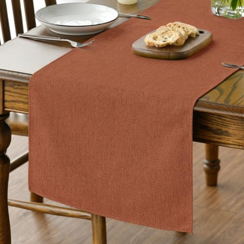 Rusty Orange Table Runner 13x36 Inch Fall Thanksgiving Kitchen Decor - Washable