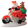 Inflatable Santa Claus & Reindeer Riding Motorcycle - Outdoor Holiday Decor