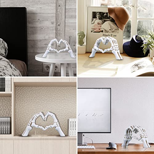 White Hand Bone Heart Sculpture - Modern Home Decor, Halloween Table Centerpiece