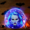 14 Inch Clear Acrylic Globe Decoration with Blue Light String for Halloween