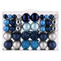 Christmas Ornaments Set - Shatterproof Holiday Tree Decorations in Dark Blue, Sky Blue & Silver, 100 Pack