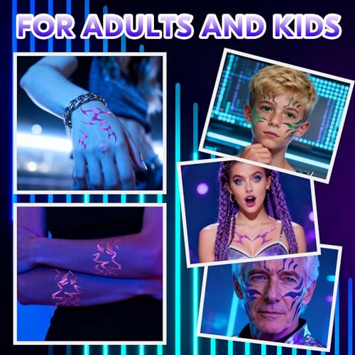 Anime Purple Temporary Tattoo Stencils & Markers Set for Cosplay & Body Art