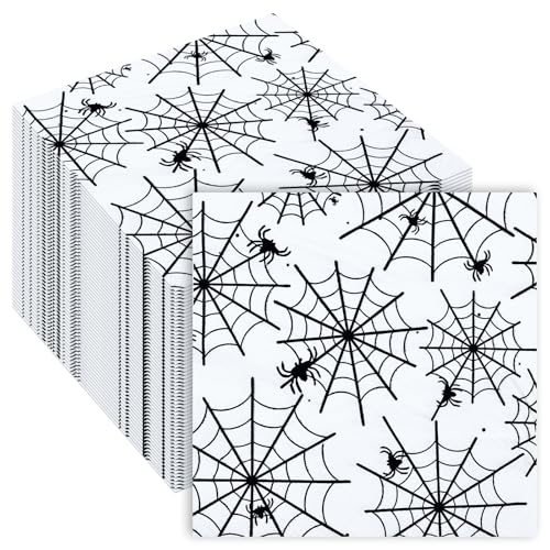 Halloween Spider Web Napkins 40 Pack - Disposable 13x13 Inch Party Table Decor