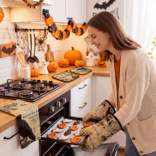 Halloween Skeleton Kitchen Decor Set with Towels Curtains & Rugs - Skull Variation