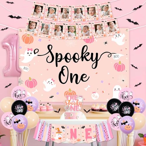 Halloween Girl 1st Birthday Decorations Balloon Banner Backdrop Cake Topper Wall Stickers