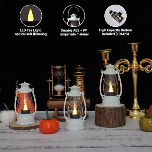 White Mini Lantern Set - 6 Elegant Battery-Operated LED Decor Lanterns for Weddings, Ramadan, Parties