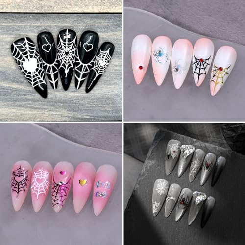 Halloween Nail Art Stickers 3D Spider Web & Charm Set - Variation 26