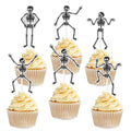 Halloween Skeleton Cupcake Toppers - 18 Pcs Gothic Party Cake Decorations