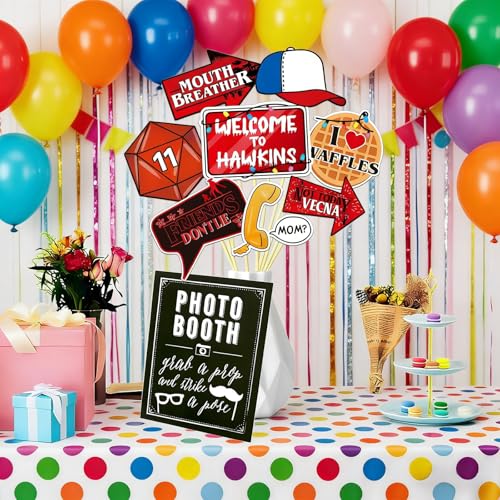 34pcs Halloween Party Photo Booth Props Set - Red & Black Decorations