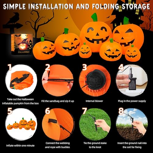 7.5 Ft Outdoor Inflatable Pumpkin Decoration with LED Lights for Halloween