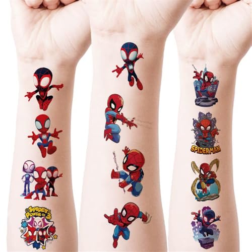 Spider-Man Temporary Tattoos Set - 20 Waterproof Kid-Friendly Stickers - SPDWS