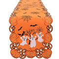 Halloween Table Runner Spooky Ghosts Bats Web Embroidered Decor 14x54 Inches - Simhomsen